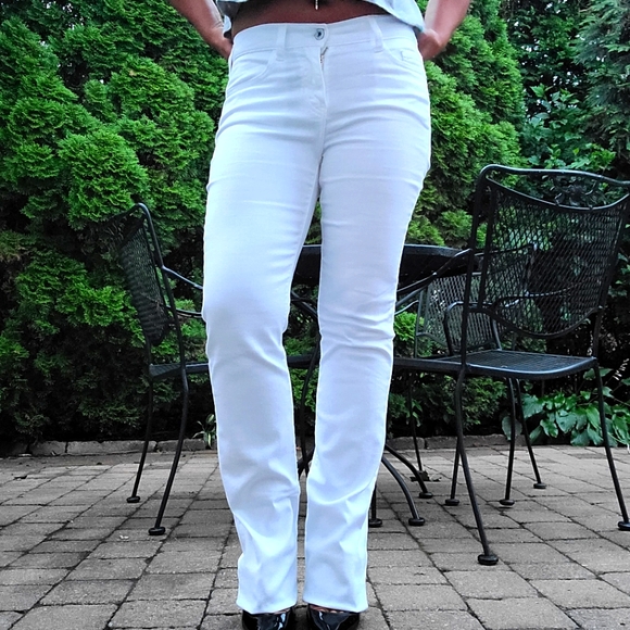 White Bootcut Mid Rise Jeans - Picture 2 of 6